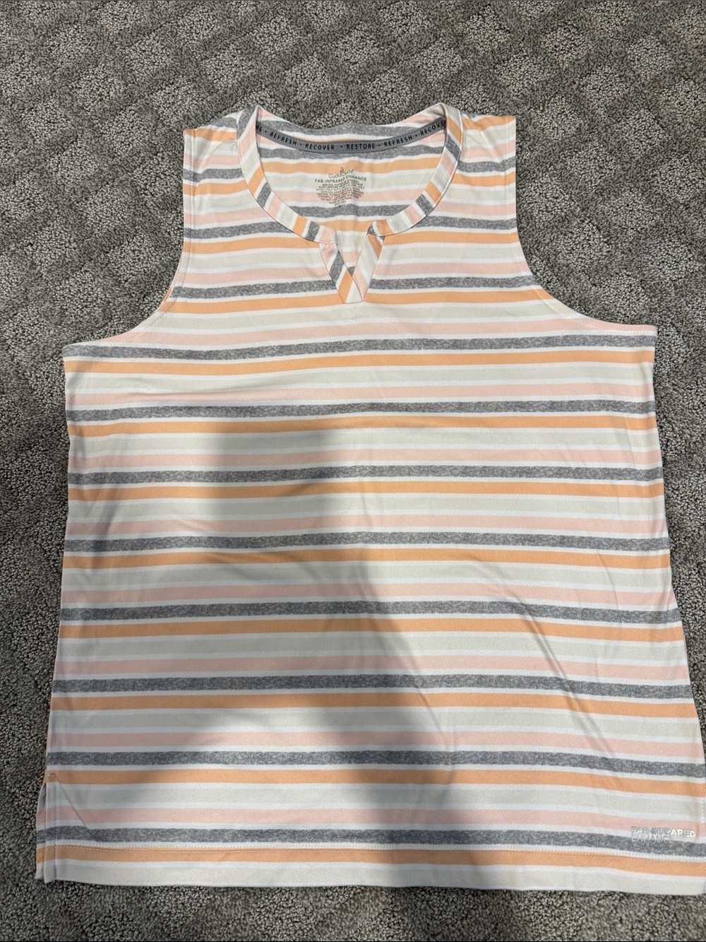 Sleeveless Striped Tank Top in Peach & Gray